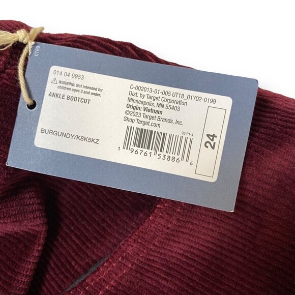 Universal Thread Corduroy High Rise Bootcut Pants Womens Size 24 Berry Red NEW - Picture 9 of 15